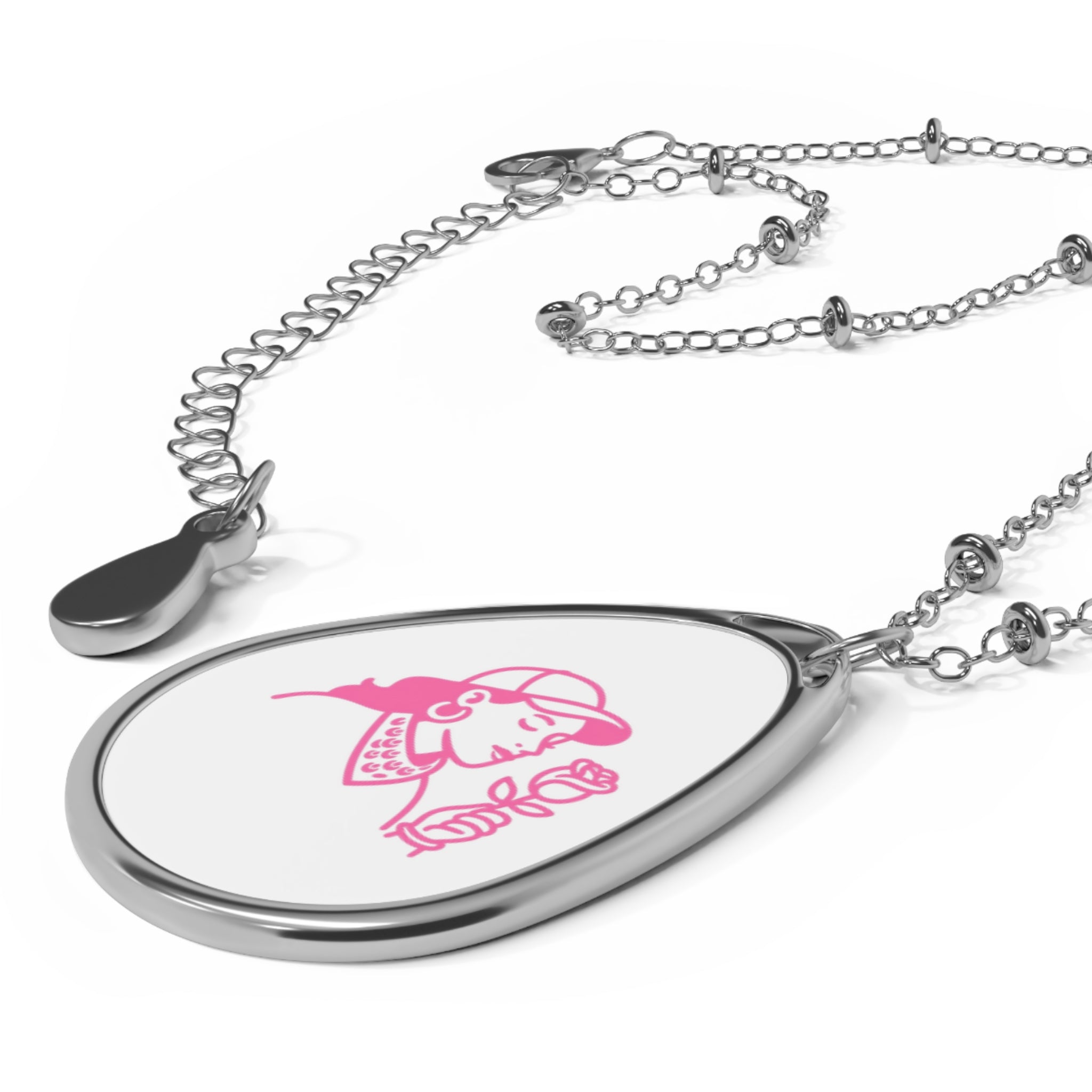 Charming Oval Necklace with Floral Design, Elegant Jewelry for Her, Perfect Gift for Birthdays, Anniversaries, or Just Because