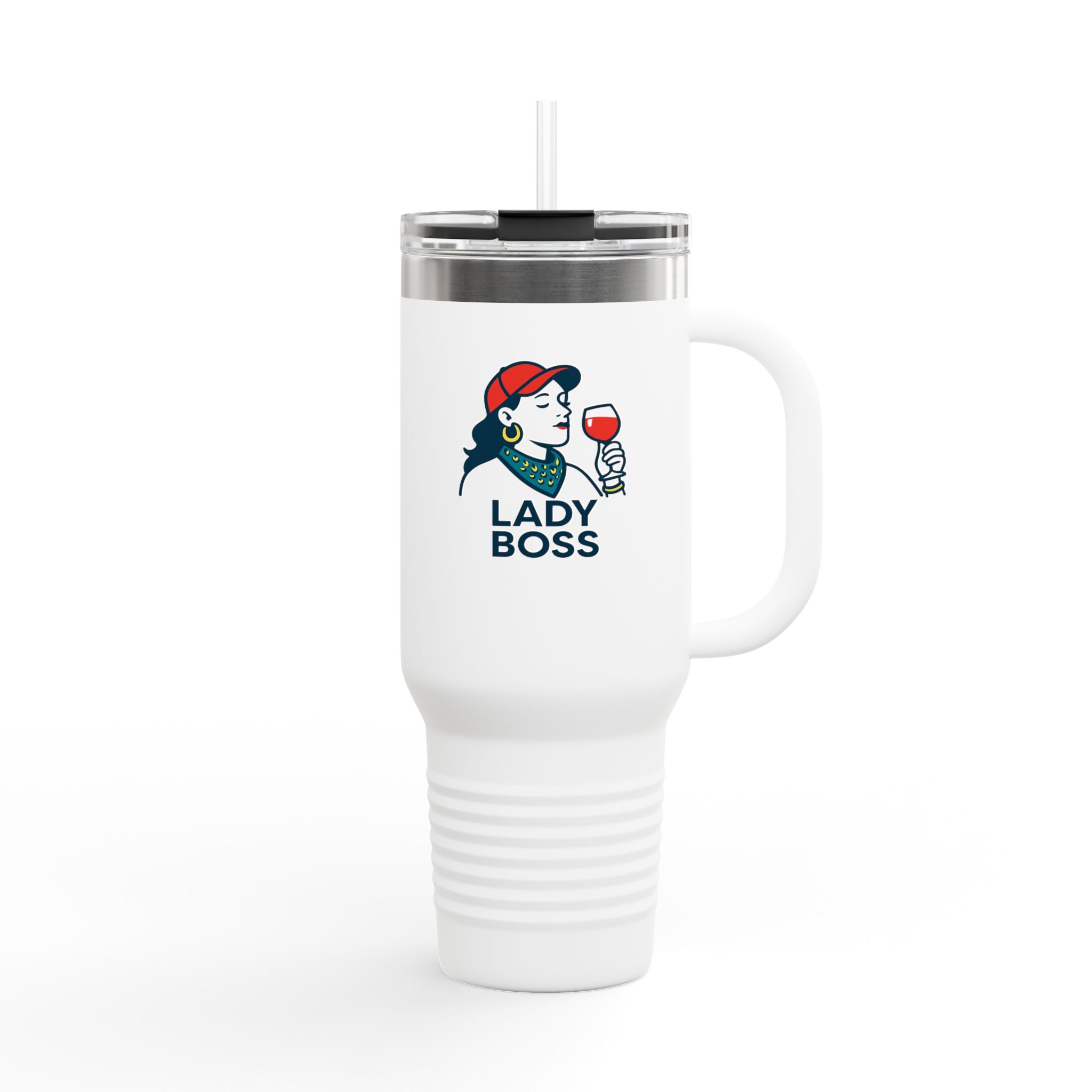 Empowering Lady Boss Insulated Travel Mug, Stylish Coffee Tumbler for Professionals, Gift for Her, 40oz Mug for Drinks