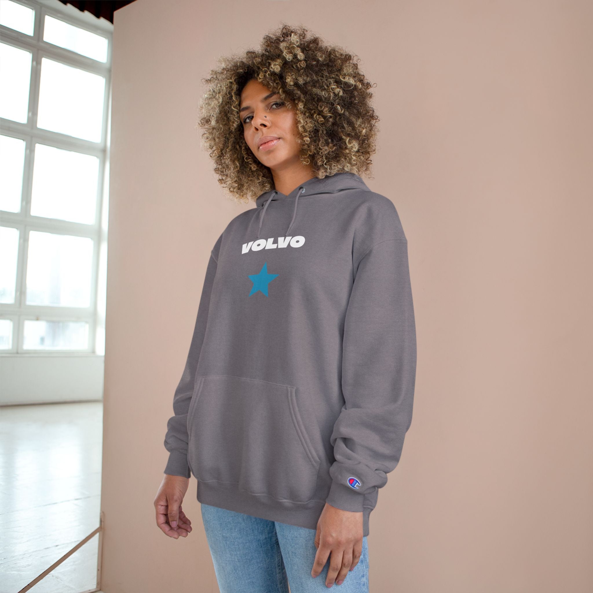 Volvo Champion Hoodie, Boss Vibe Sweatshirt, Personalized Gift, Casual Streetwear, Unique Statement Wear, Cozy Activity Gear