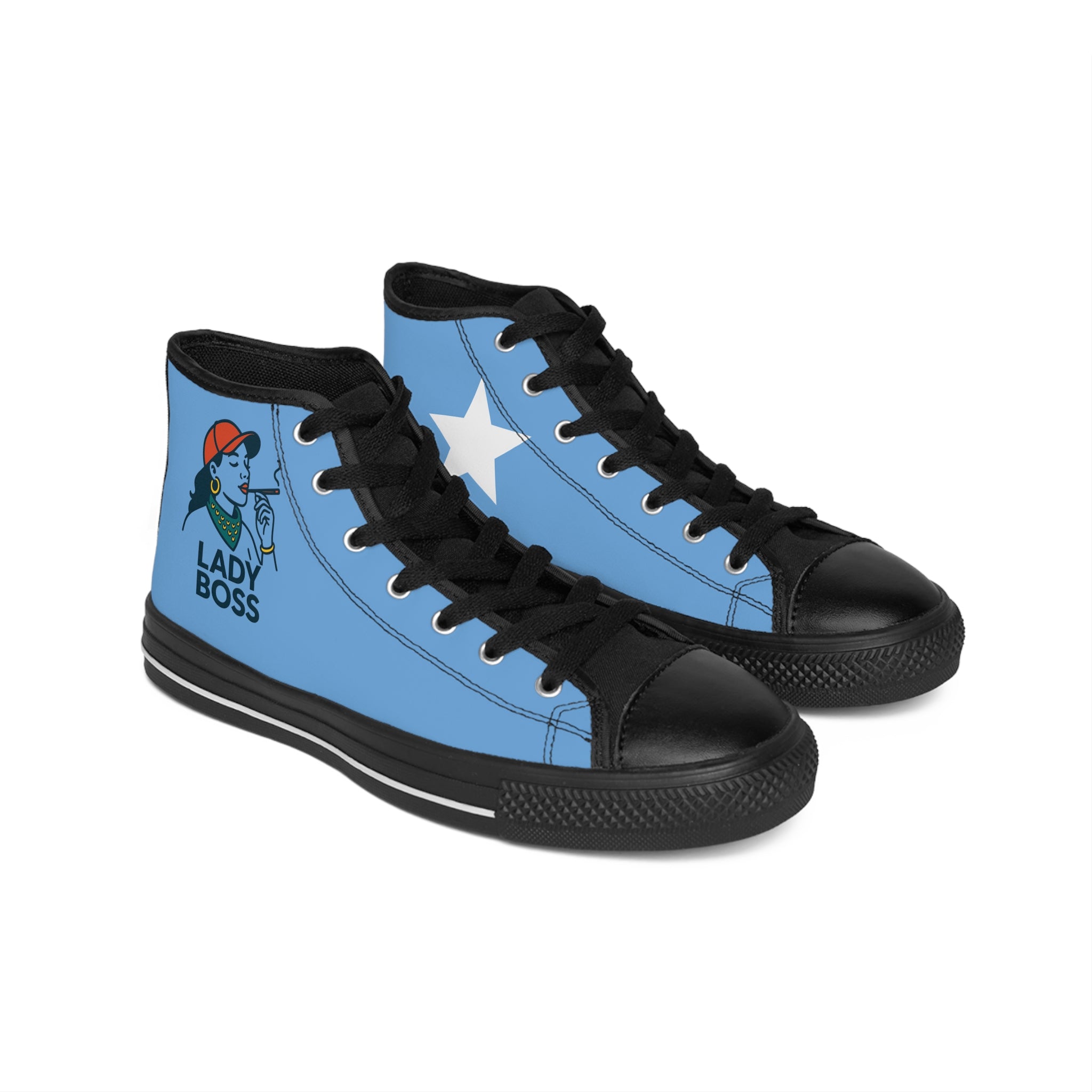 Lady Boss High Top Sneakers - Empowering Footwear for Confident Women, Stylish Casuals, Unique Gift for Her, Trendy Statement Shoes