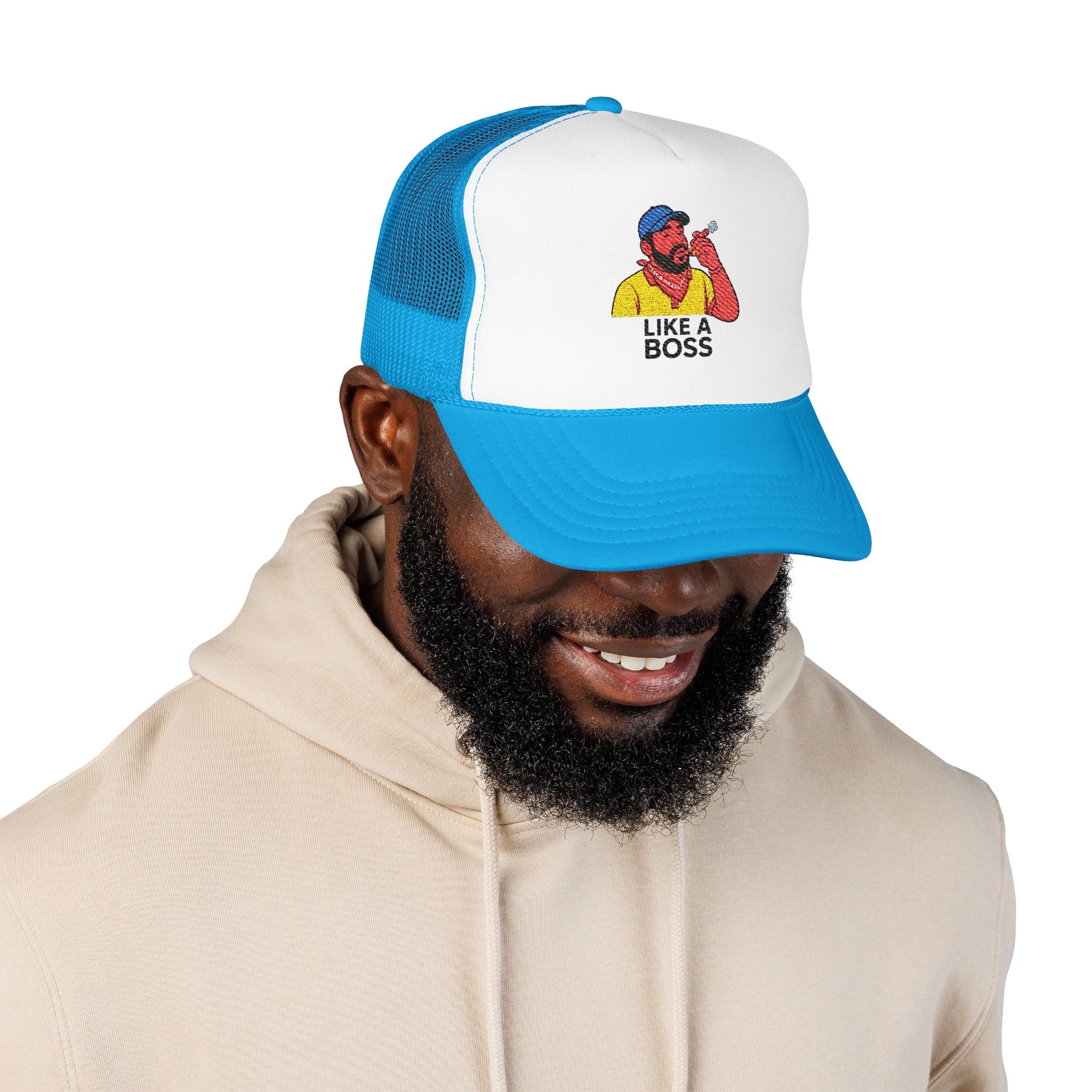 Embroidered Foam Trucker Hat - Like a Boss, Adjustable Cap, Gift for Him, Outdoor Gear, Fun Dad Hat, Cool Casual Fashion