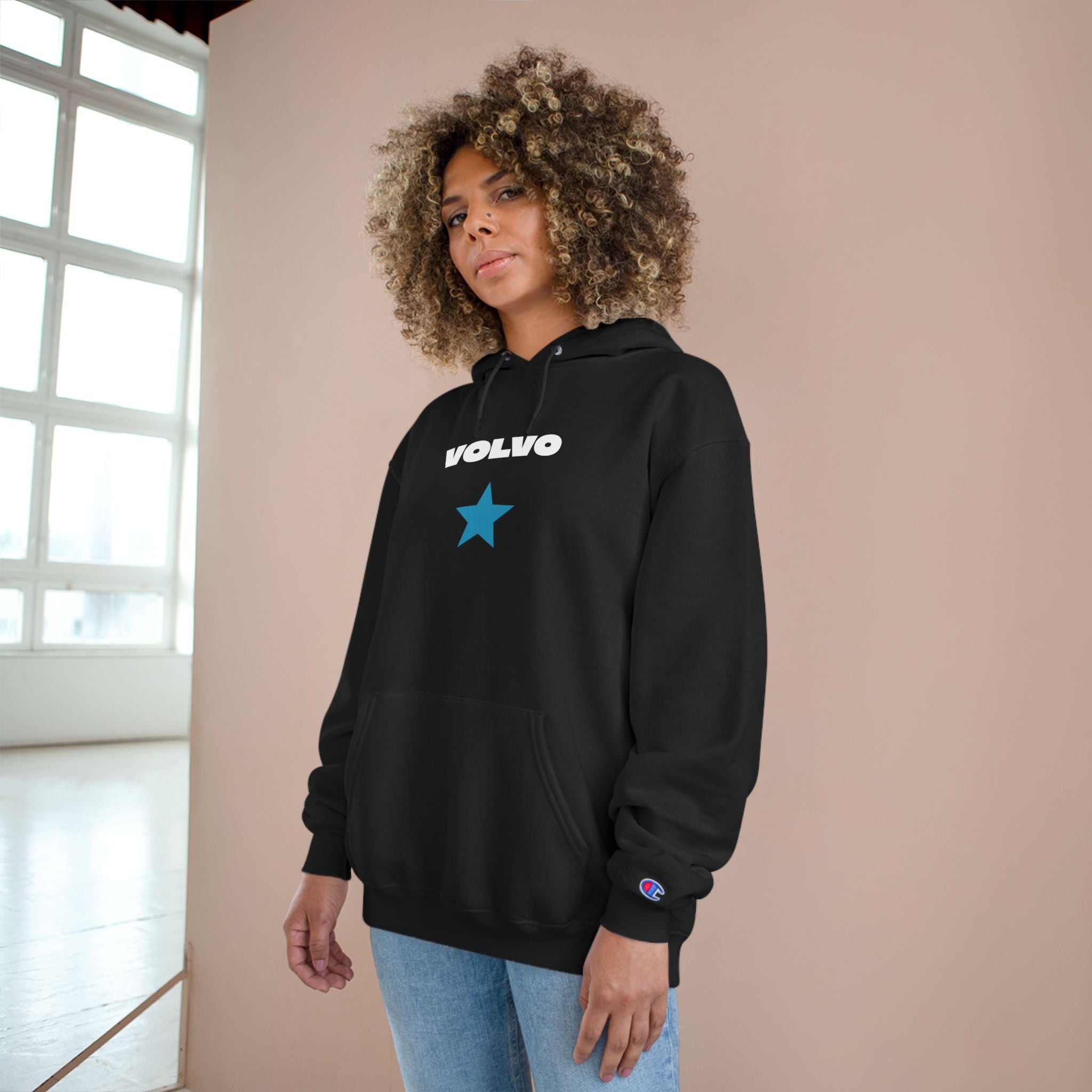 Volvo Champion Hoodie, Boss Vibe Sweatshirt, Personalized Gift, Casual Streetwear, Unique Statement Wear, Cozy Activity Gear