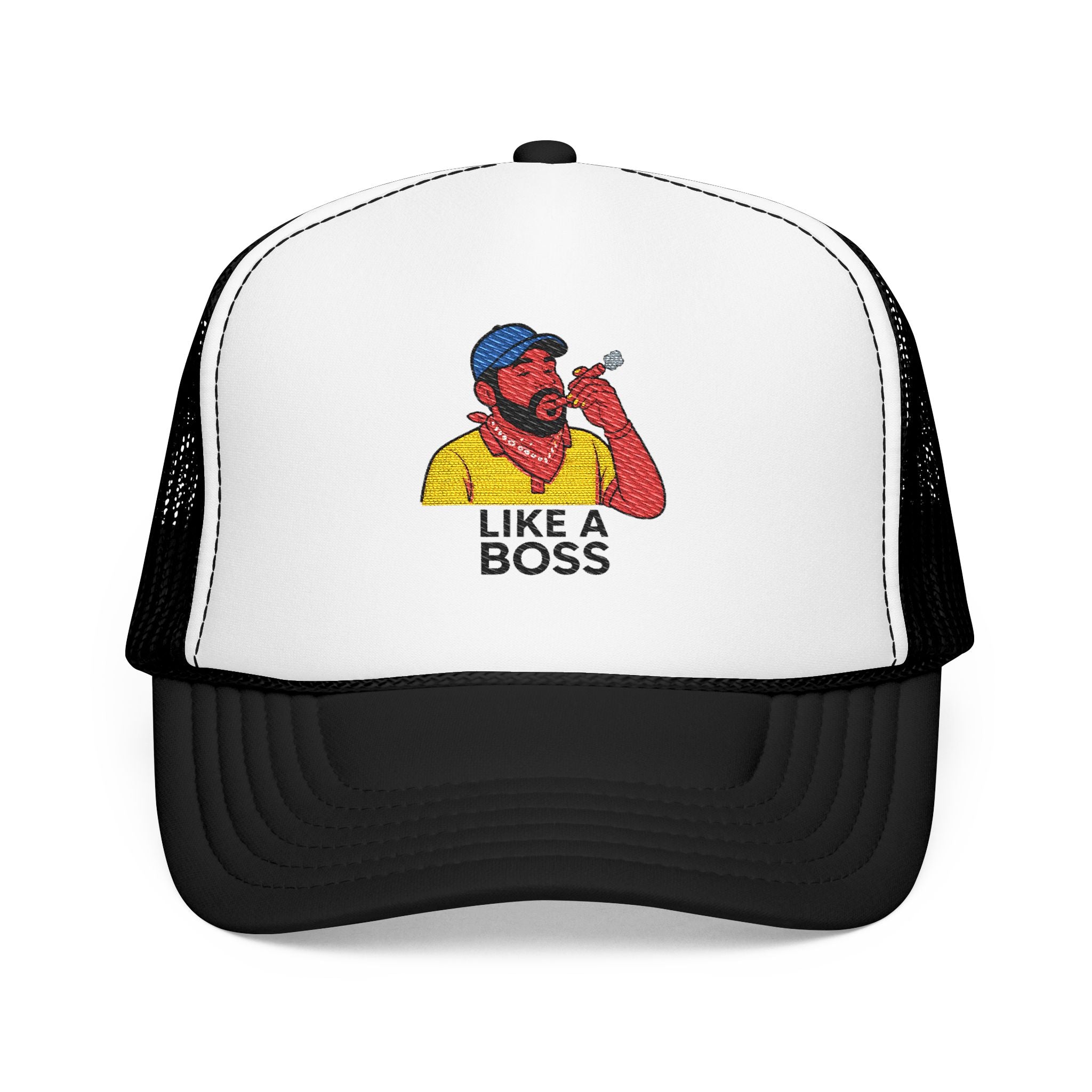 Embroidered Foam Trucker Hat - Like a Boss, Adjustable Cap, Gift for Him, Outdoor Gear, Fun Dad Hat, Cool Casual Fashion