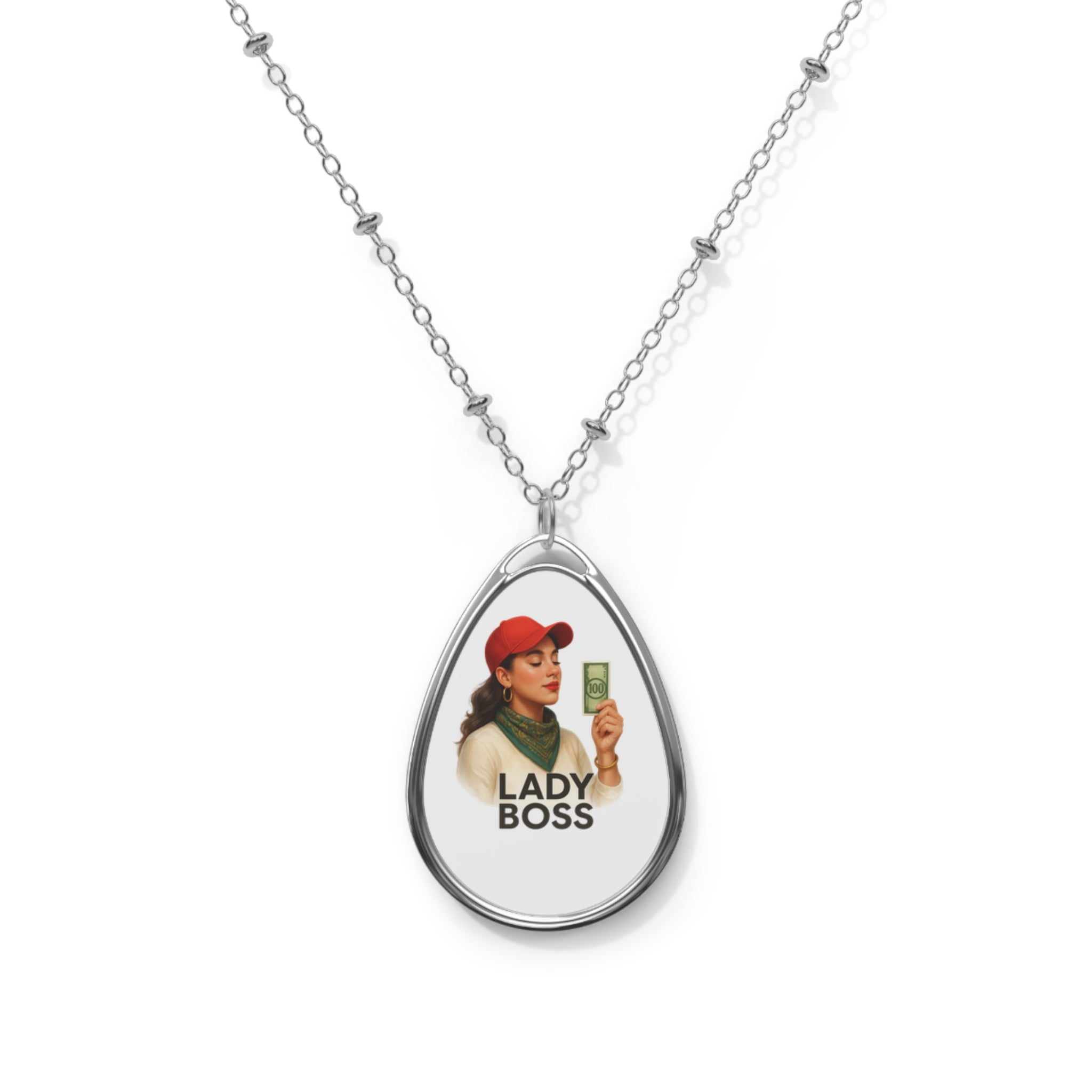Empowering Lady Boss Oval Necklace | Motivational Jewelry, Gift for Women, Inspirational Pendant, Career Success, Everyday Wear