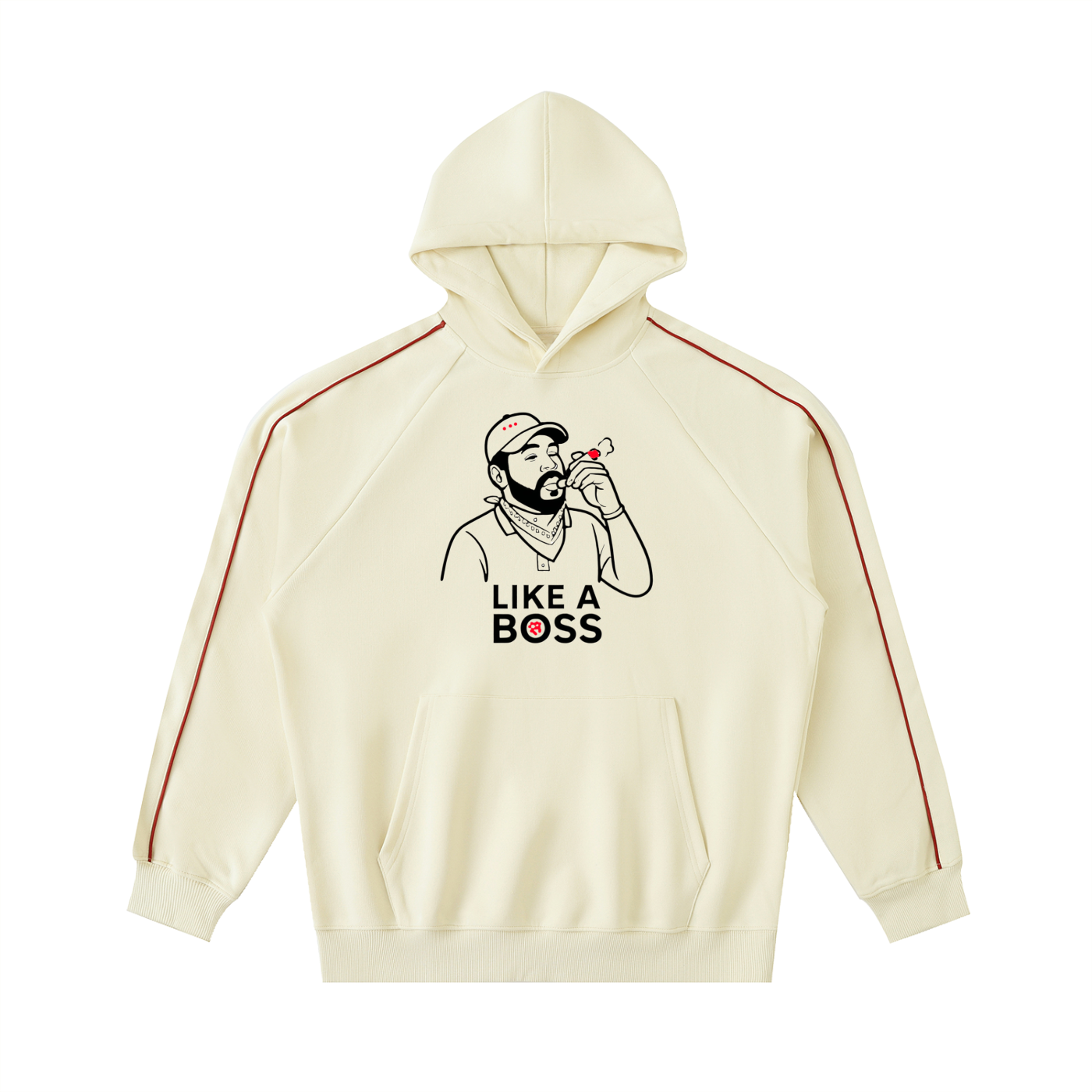 Contrast Piping Raglan Hoodie