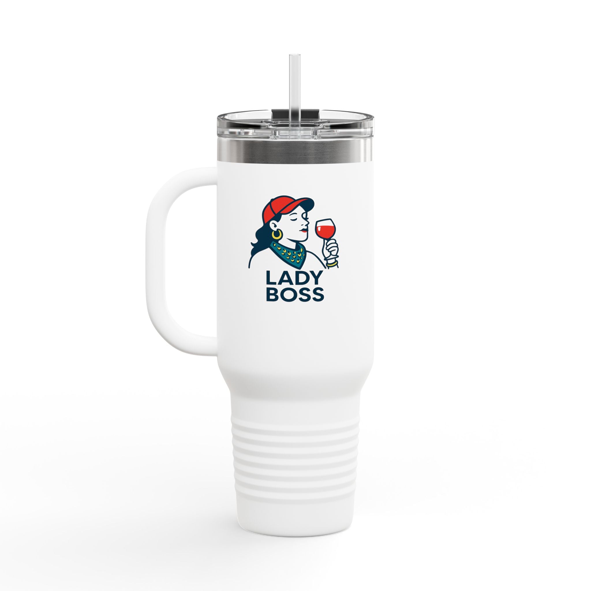 Empowering Lady Boss Insulated Travel Mug, Stylish Coffee Tumbler for Professionals, Gift for Her, 40oz Mug for Drinks