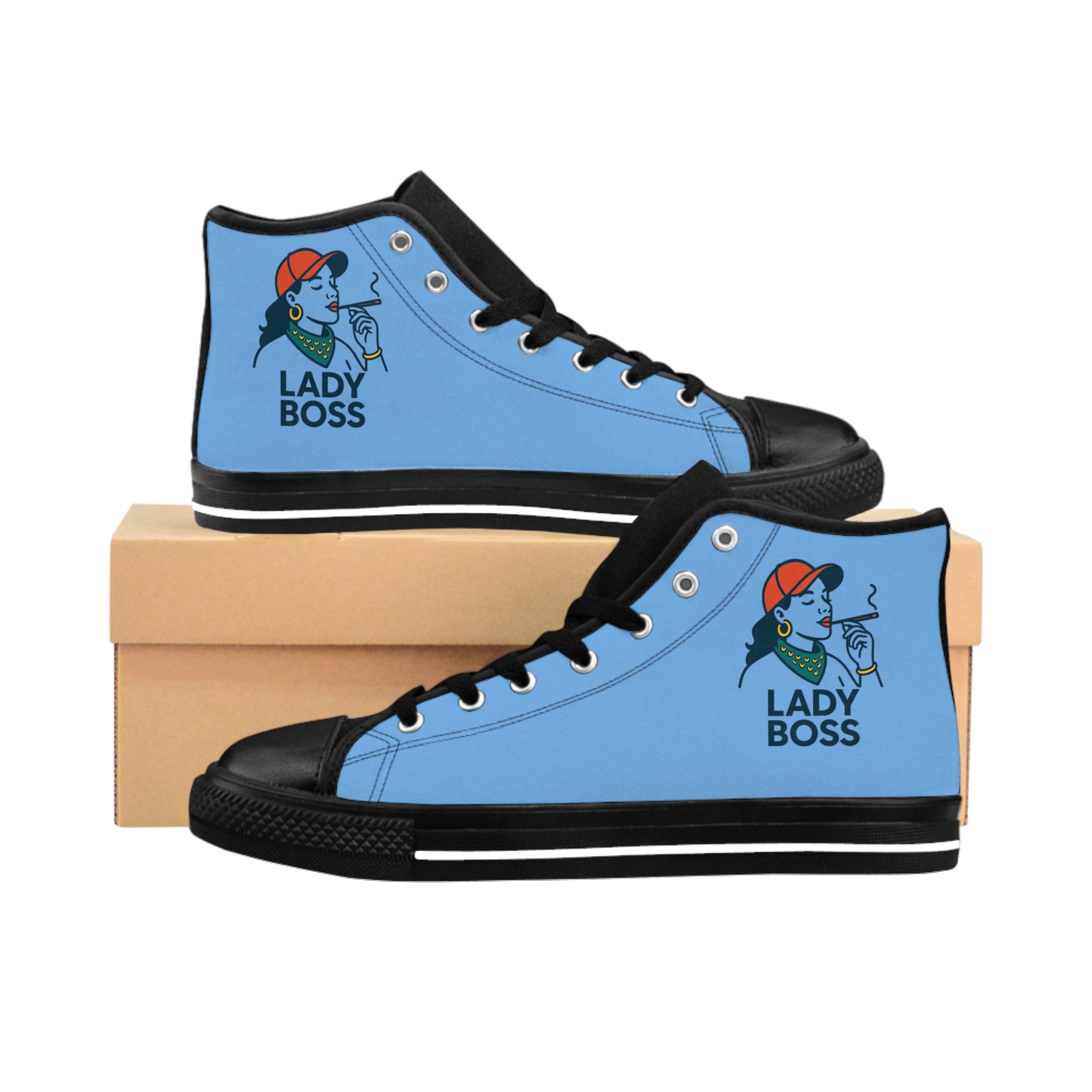 Lady Boss High Top Sneakers - Empowering Footwear for Confident Women, Stylish Casuals, Unique Gift for Her, Trendy Statement Shoes
