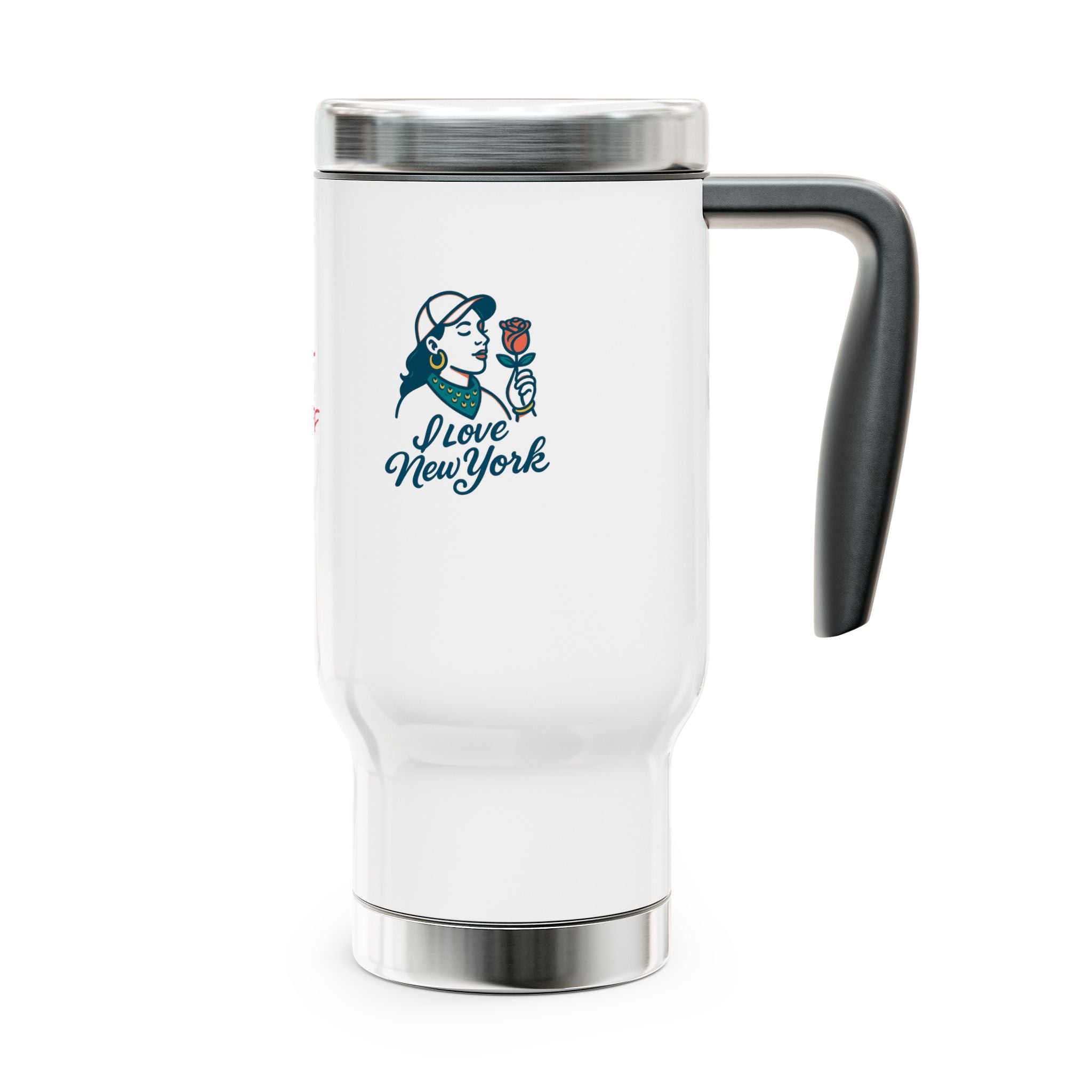 Travel Mug with Handle | Hot Stuff & Love New York Designs, Coffee Mug, Gift for Travelers, Personalized Travel Cup