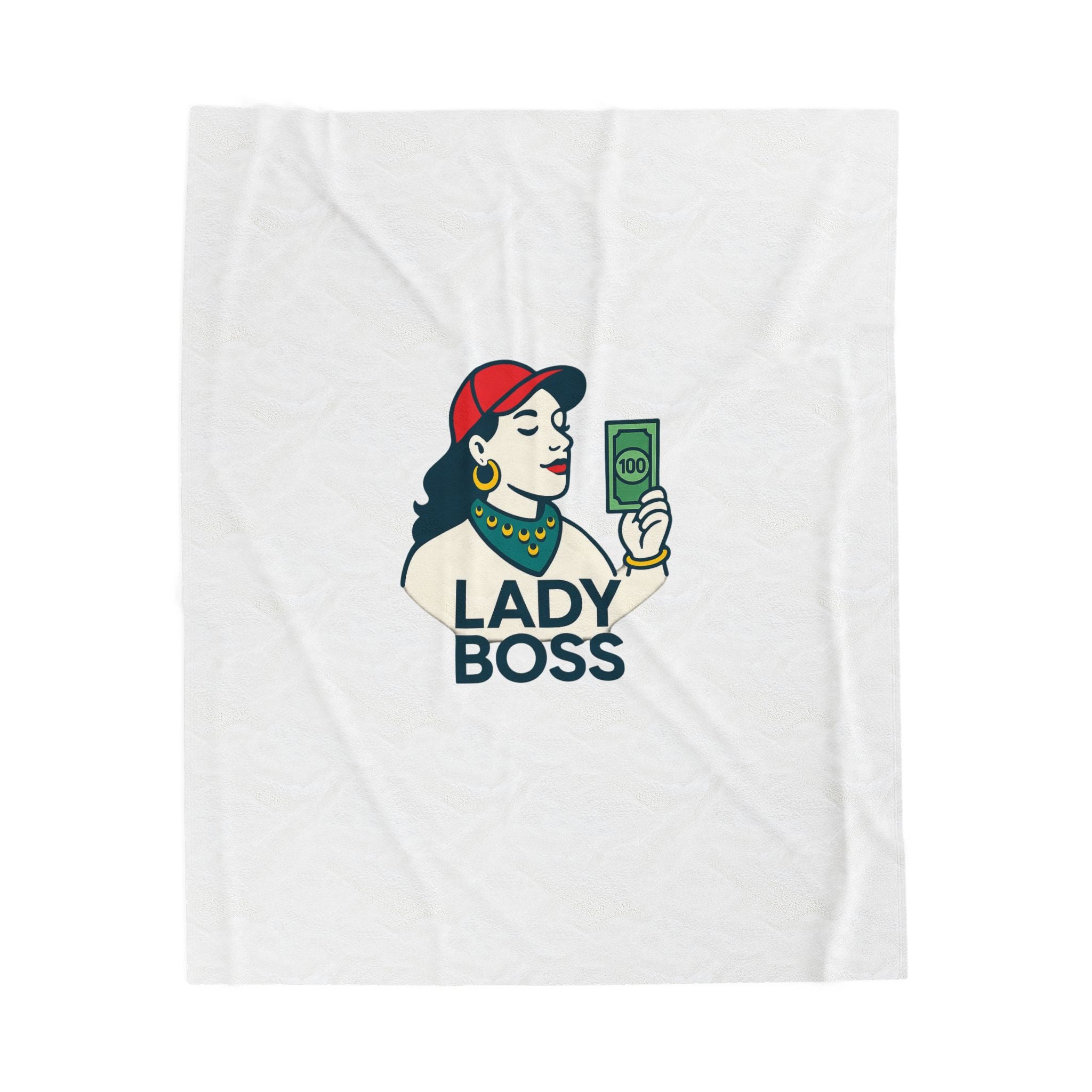 Stylish Lady Boss Velveteen Plush Blanket | Cozy Throw, Motivational Home Decor, Unique Gift for Her, Empowerment Blanket, Home Office