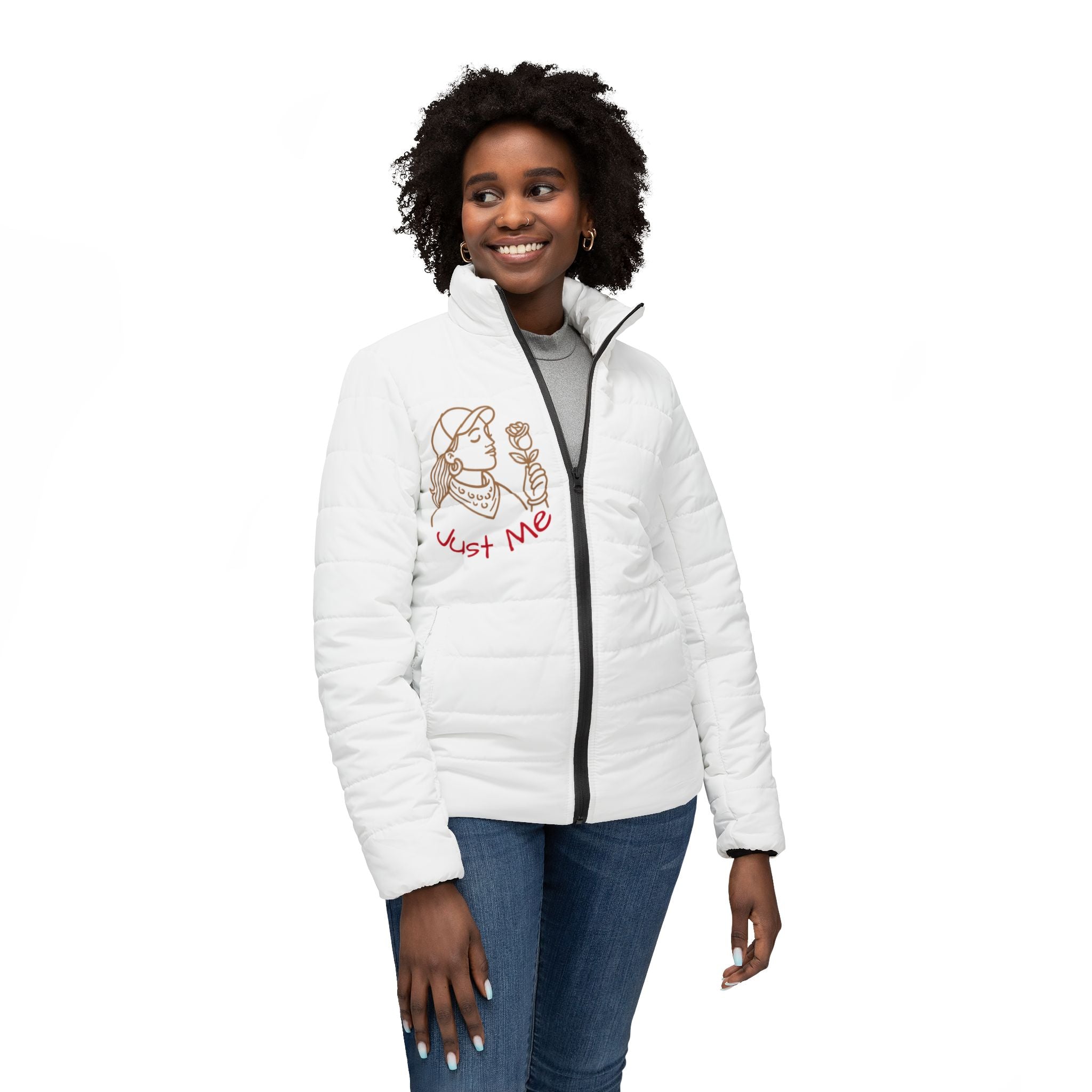 Chic Women’s Puffer Jacket with Floral Design | Cozy Layer for Winter, Casual Outings, Gift for Her, Everyday Fashion, Trendy Outerwear