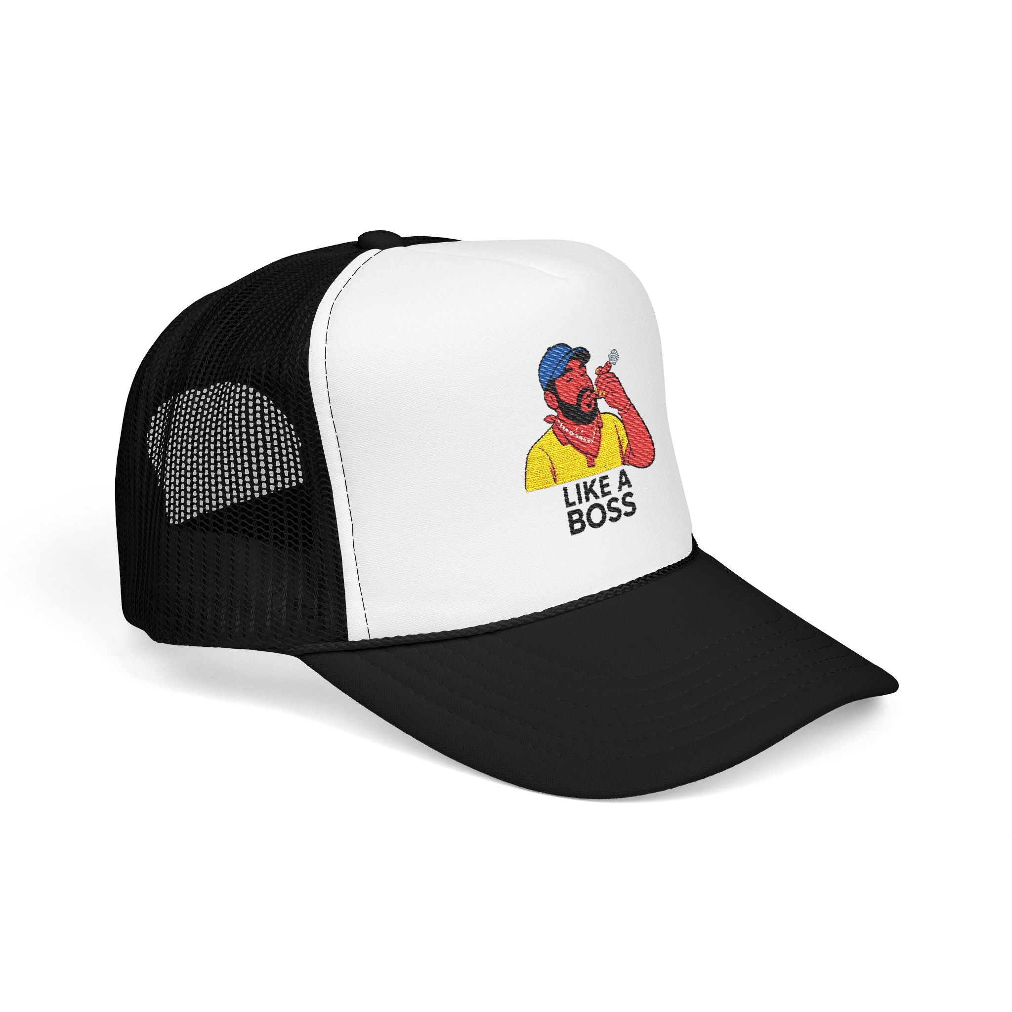 Embroidered Foam Trucker Hat - Like a Boss, Adjustable Cap, Gift for Him, Outdoor Gear, Fun Dad Hat, Cool Casual Fashion