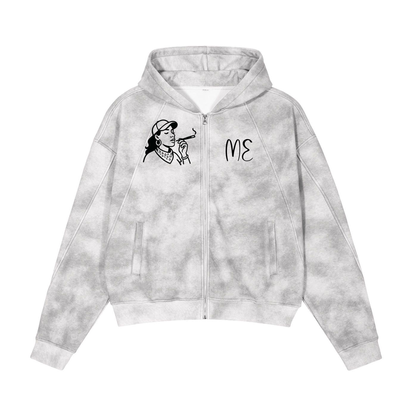 Dirty Washed Zip-Up Fleece Hoodie