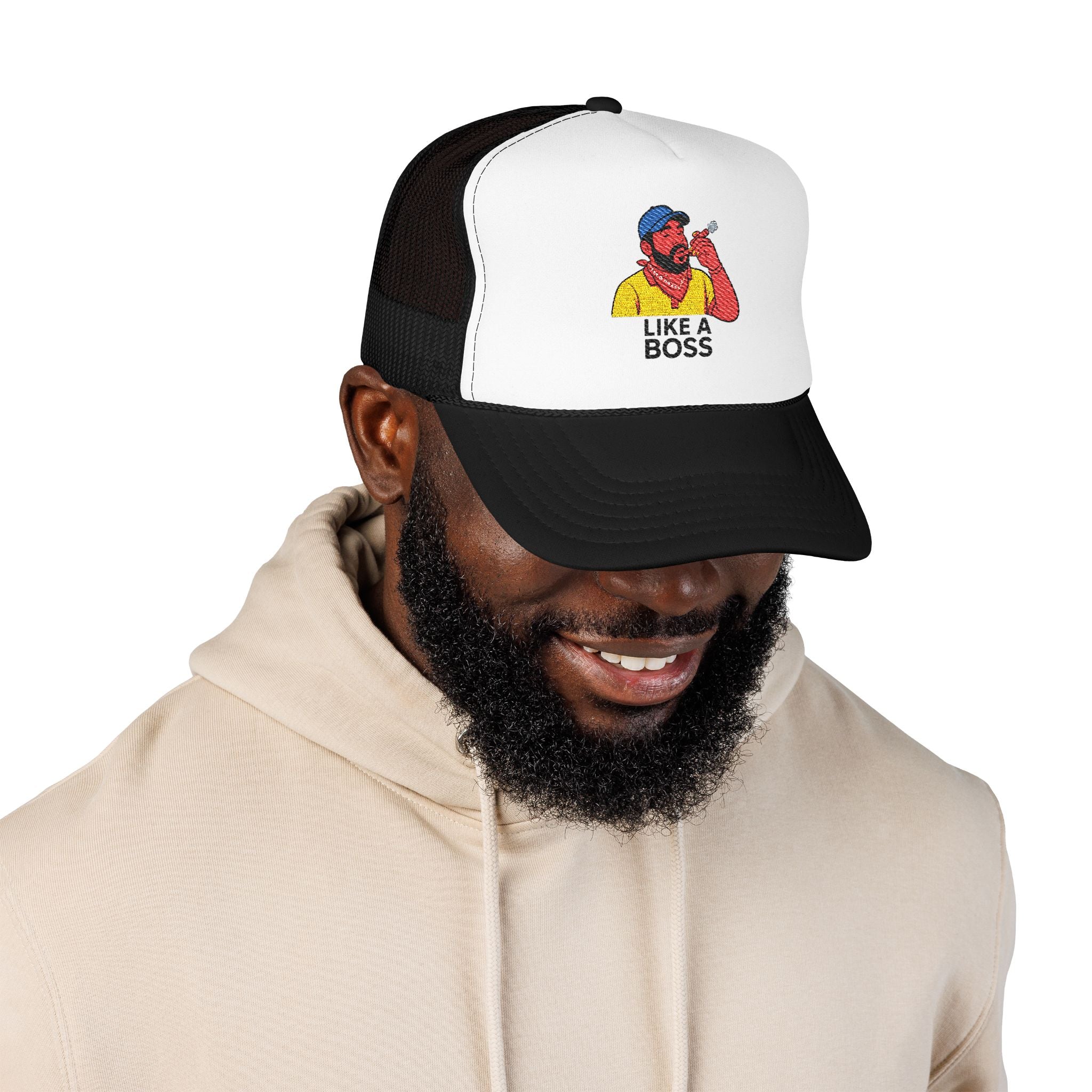 Embroidered Foam Trucker Hat - Like a Boss, Adjustable Cap, Gift for Him, Outdoor Gear, Fun Dad Hat, Cool Casual Fashion