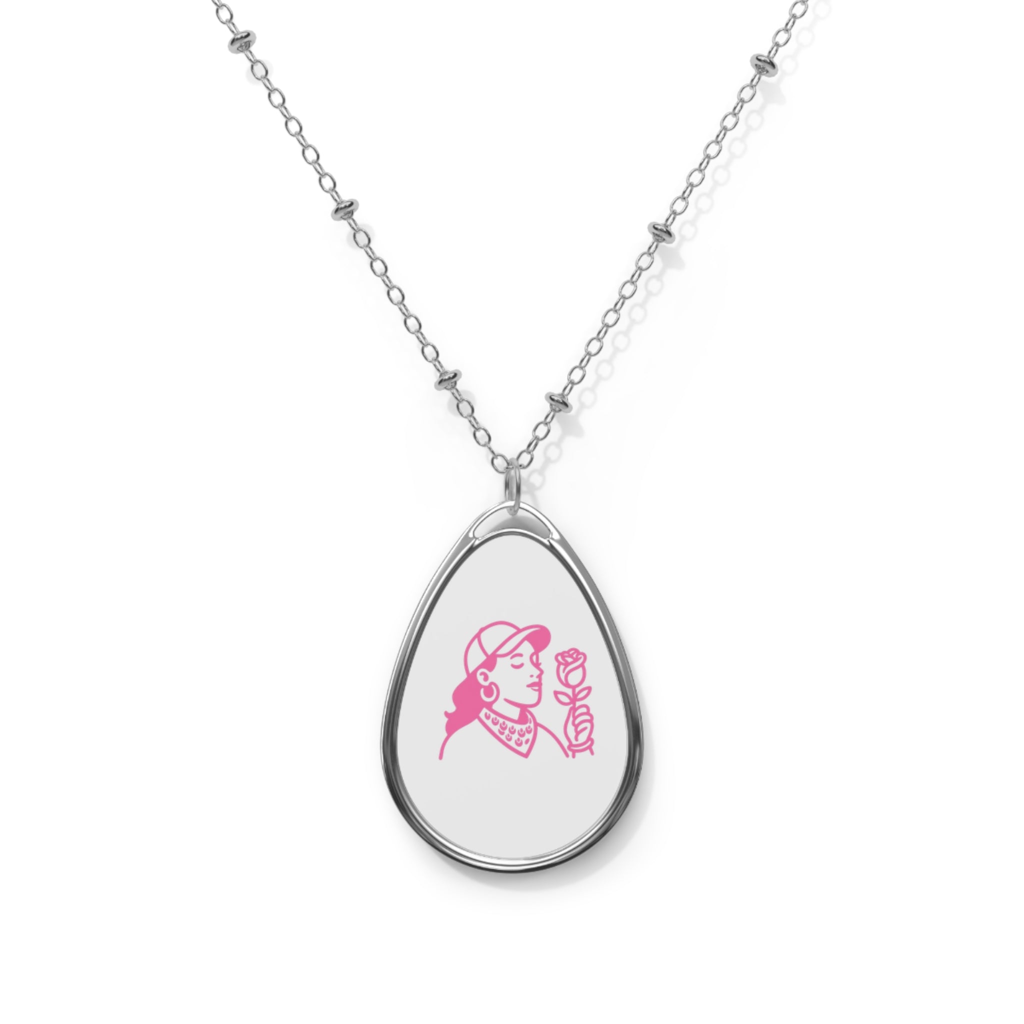 Charming Oval Necklace with Floral Design, Elegant Jewelry for Her, Perfect Gift for Birthdays, Anniversaries, or Just Because