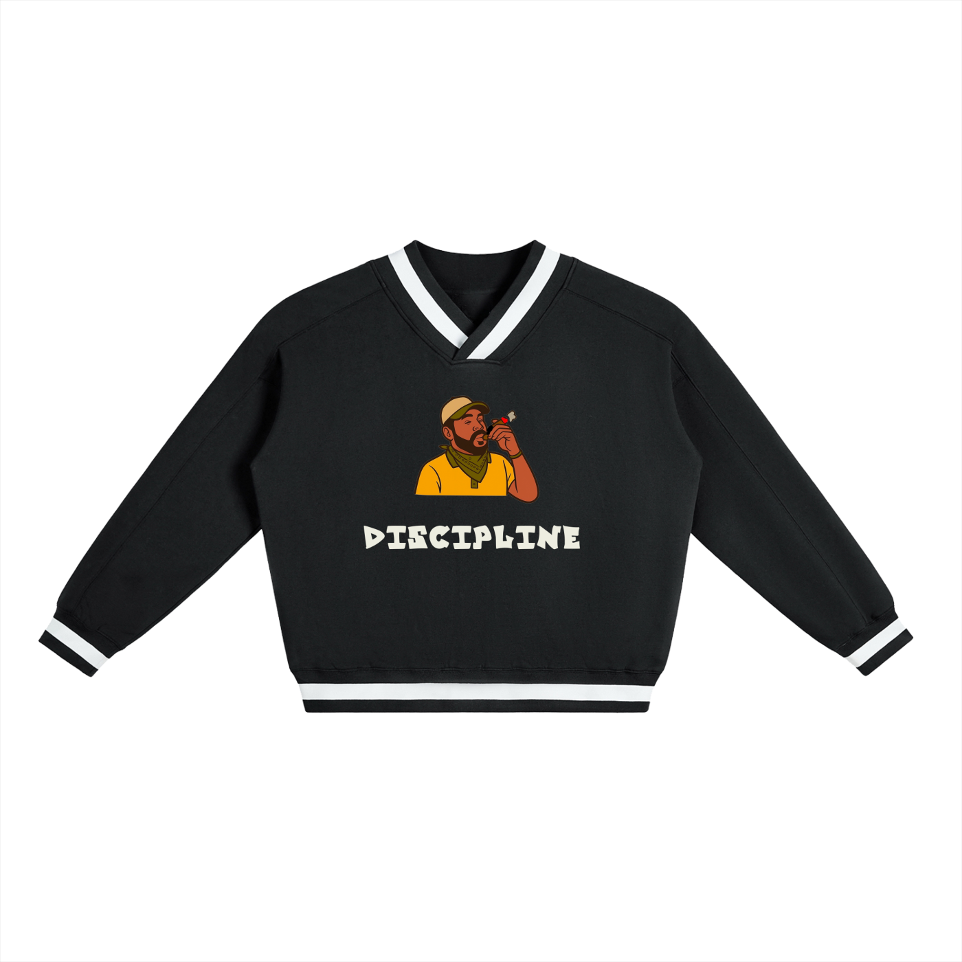 V-Neck Contrast Collar Boxy Sweatshirt