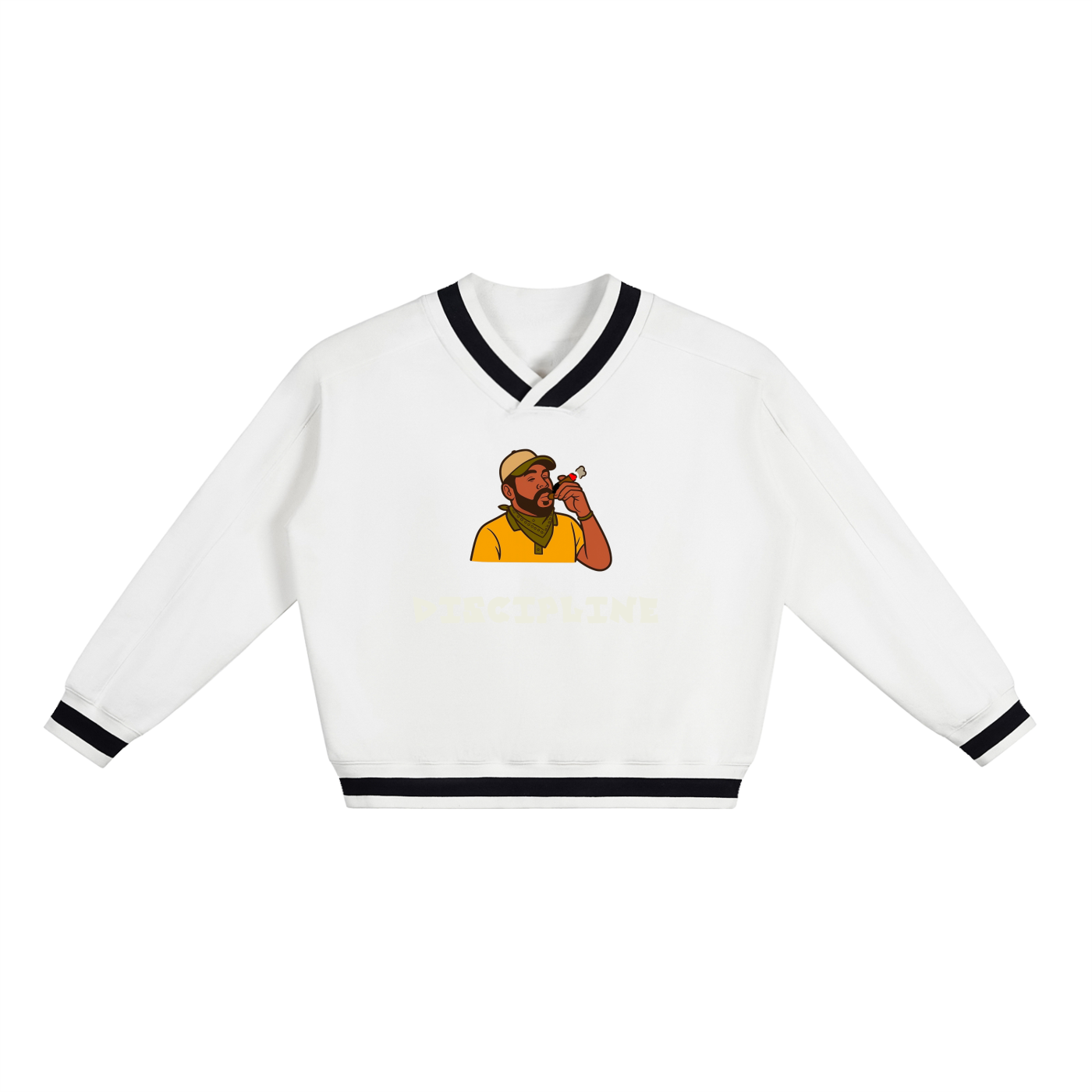 V-Neck Contrast Collar Boxy Sweatshirt