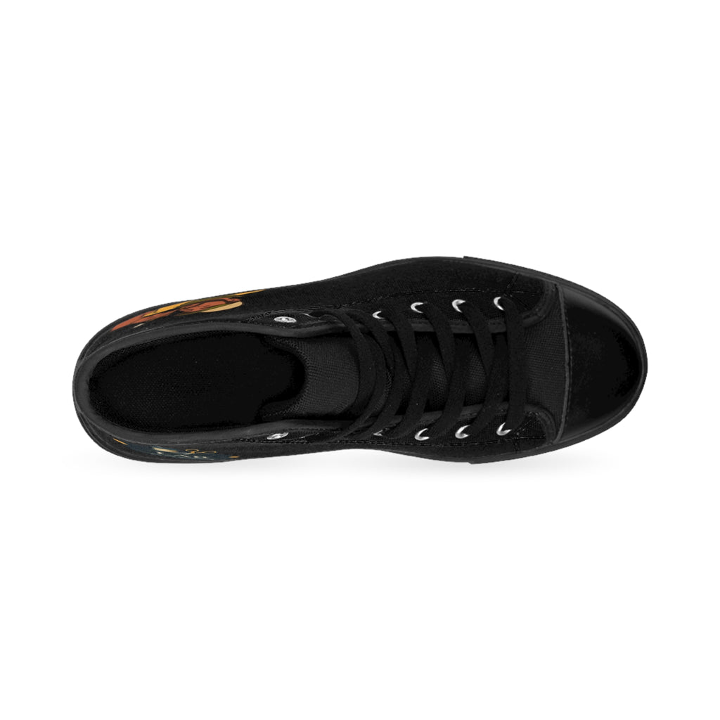 Trendy Hand-Illustrated High-Top Sneakers, Unique Art Shoes, Casual Footwear, Streetwear Style, Gift for Men
