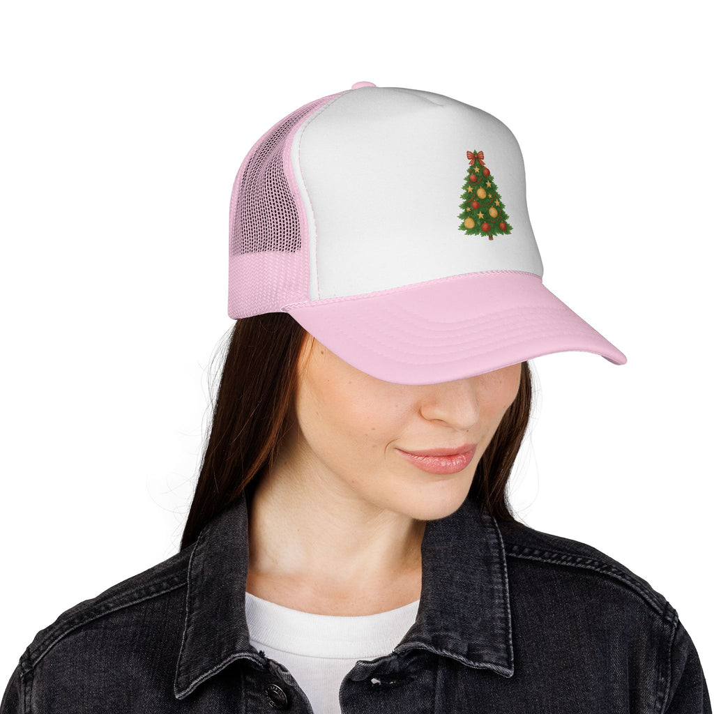 Christmas Tree Trucker Hat — Festive Green Mesh Baseball Cap