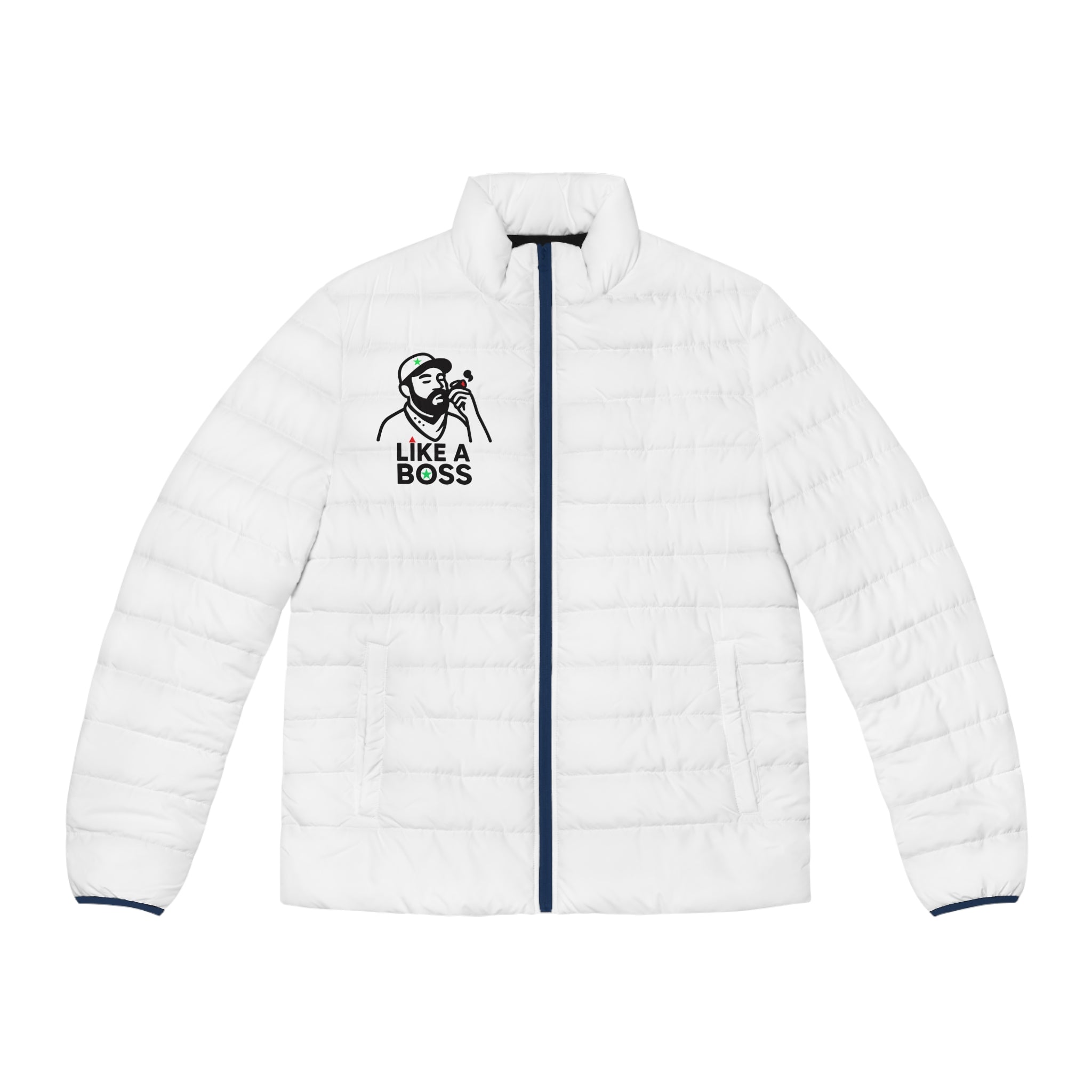 Men's Puffer Jacket - Stylish Winter Coat with 'Like A Boss' Design, Casual Outerwear for Cool Weather, Gift for Him, Fashionable [...]