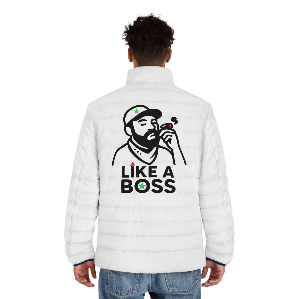 Men's Puffer Jacket - Stylish Winter Coat with 'Like A Boss' Design, Casual Outerwear for Cool Weather, Gift for Him, Fashionable [...]