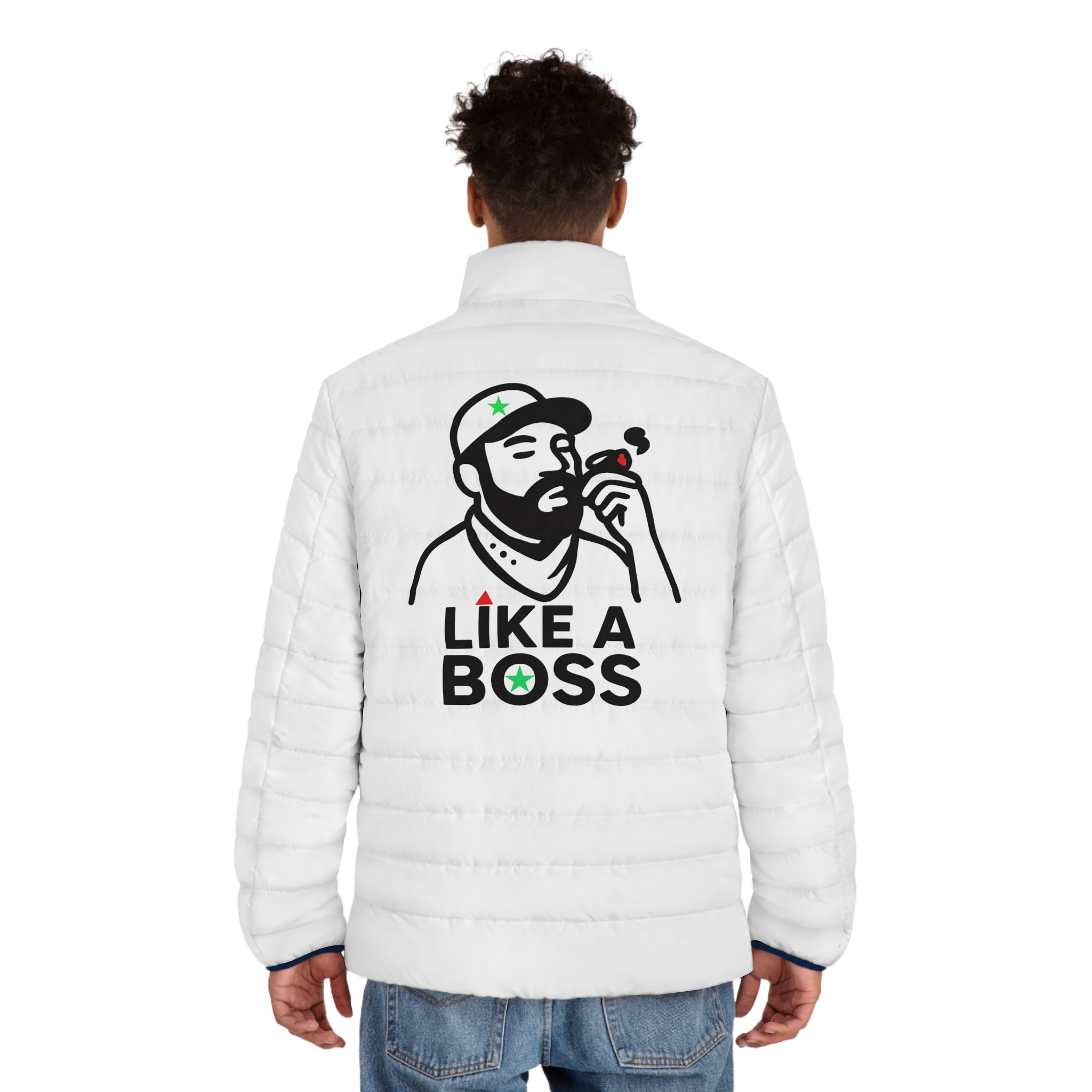 Men's Puffer Jacket - Stylish Winter Coat with 'Like A Boss' Design, Casual Outerwear for Cool Weather, Gift for Him, Fashionable [...]
