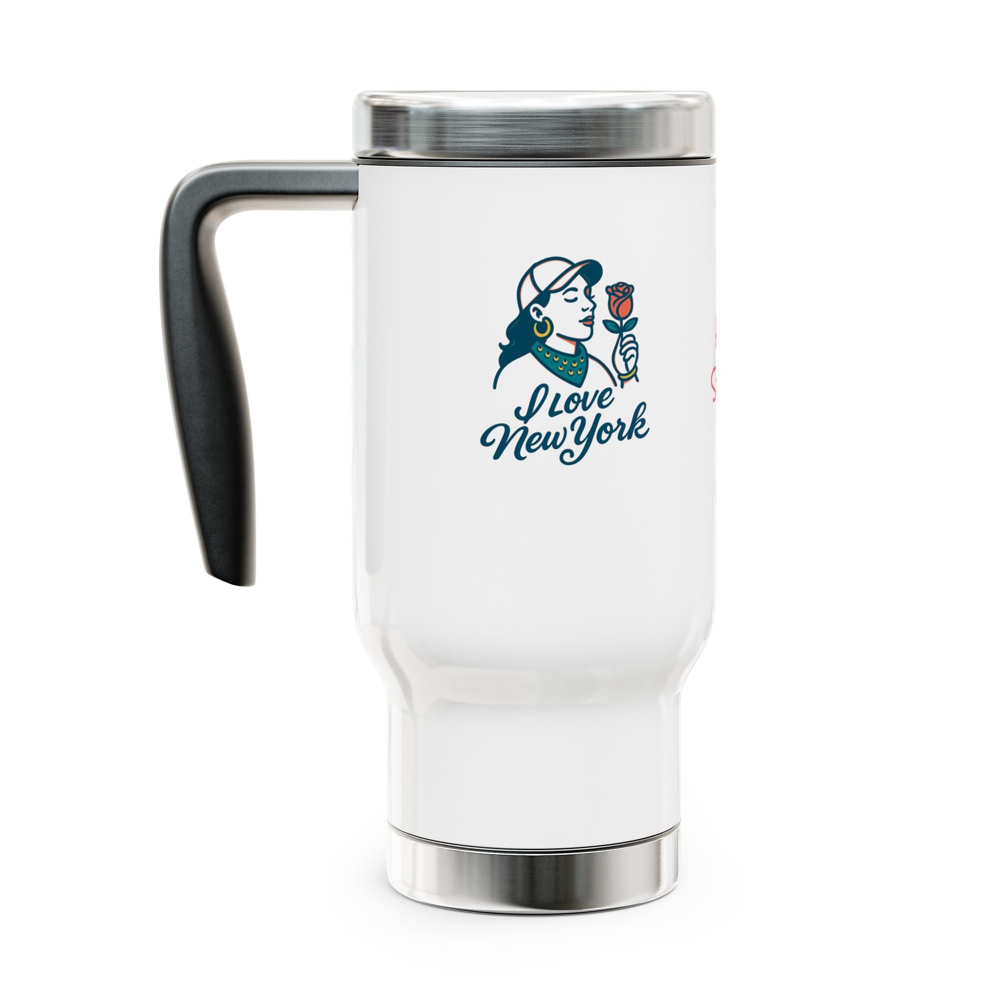 Travel Mug with Handle | Hot Stuff & Love New York Designs, Coffee Mug, Gift for Travelers, Personalized Travel Cup