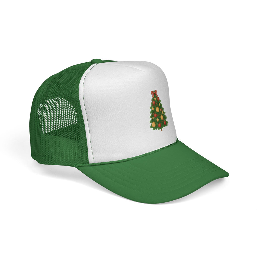 Christmas Tree Trucker Hat — Festive Green Mesh Baseball Cap