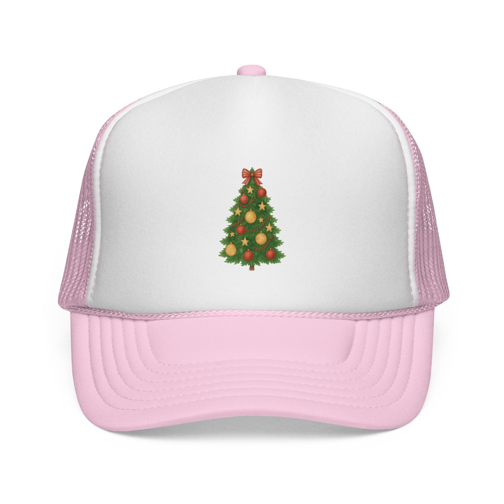 Christmas Tree Trucker Hat — Festive Green Mesh Baseball Cap