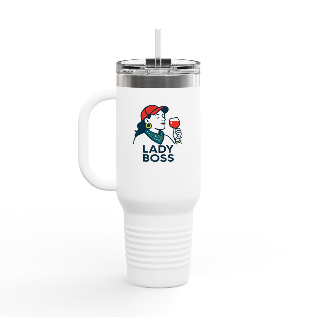 Empowering Lady Boss Insulated Travel Mug, Stylish Coffee Tumbler for Professionals, Gift for Her, 40oz Mug for Drinks