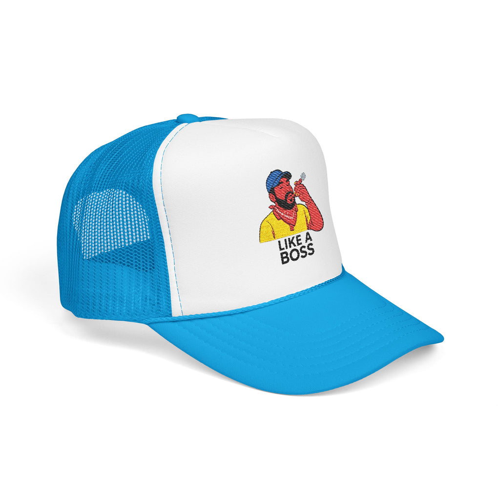 Embroidered Foam Trucker Hat - Like a Boss, Adjustable Cap, Gift for Him, Outdoor Gear, Fun Dad Hat, Cool Casual Fashion