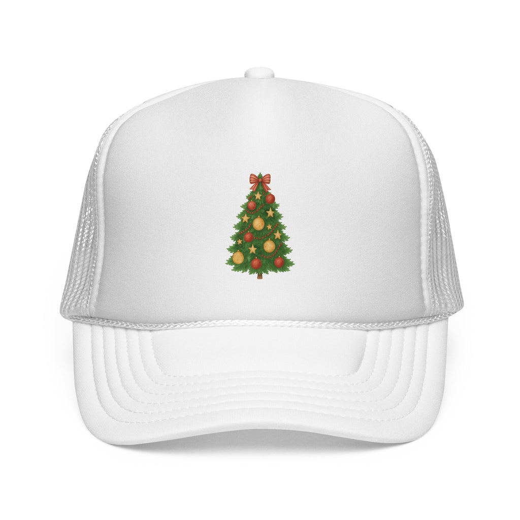 Christmas Tree Trucker Hat — Festive Green Mesh Baseball Cap