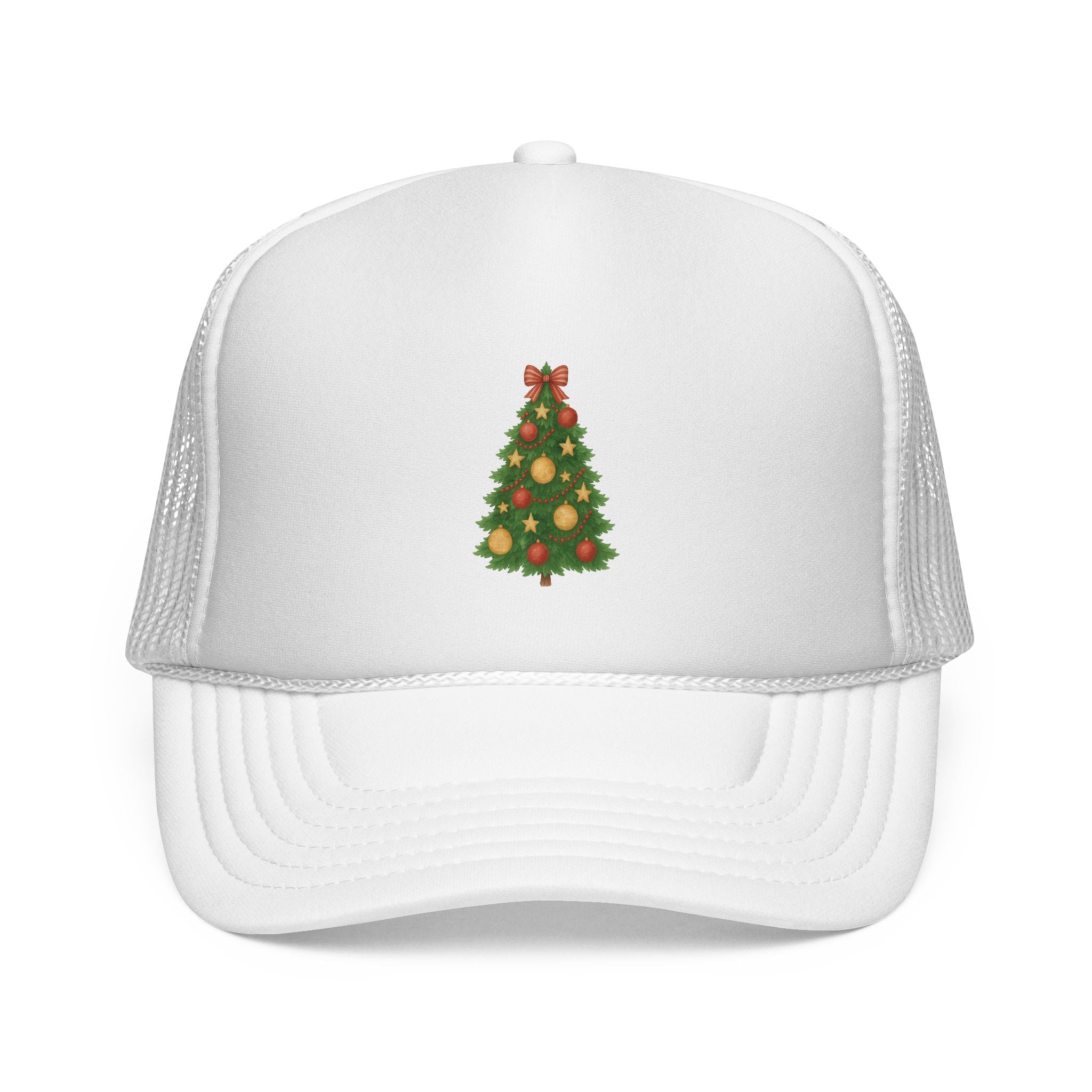 Christmas Tree Trucker Hat — Festive Green Mesh Baseball Cap