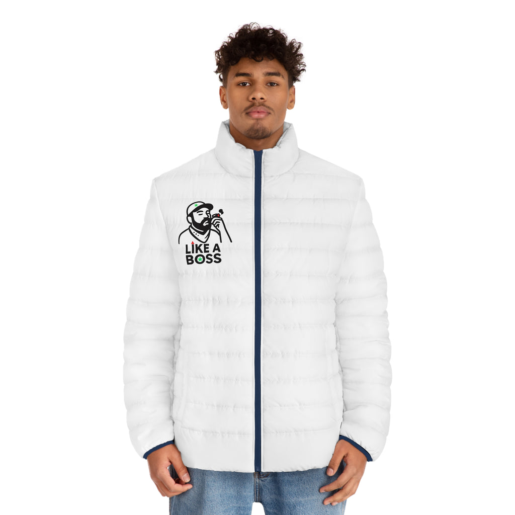 Men's Puffer Jacket - Stylish Winter Coat with 'Like A Boss' Design, Casual Outerwear for Cool Weather, Gift for Him, Fashionable [...]