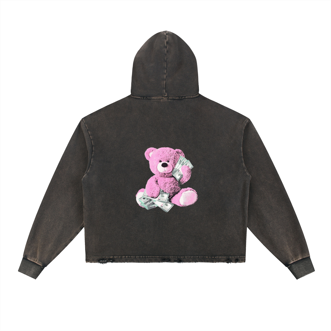 Vintage Washed Frayed-Hem Hoodie